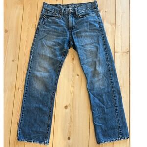 American Eagle Mens Relaxed Straight Jeans Blue Denim 29x30 Casual‎ Classic